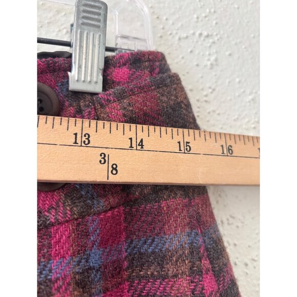 Garnet Hill Womens Wool Plaid Skirt Size 6 Pink Brown Blue Vintage - Picture 7 of 10